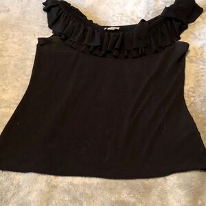 Chic Black Ruffle Off-Shoulder Blouse